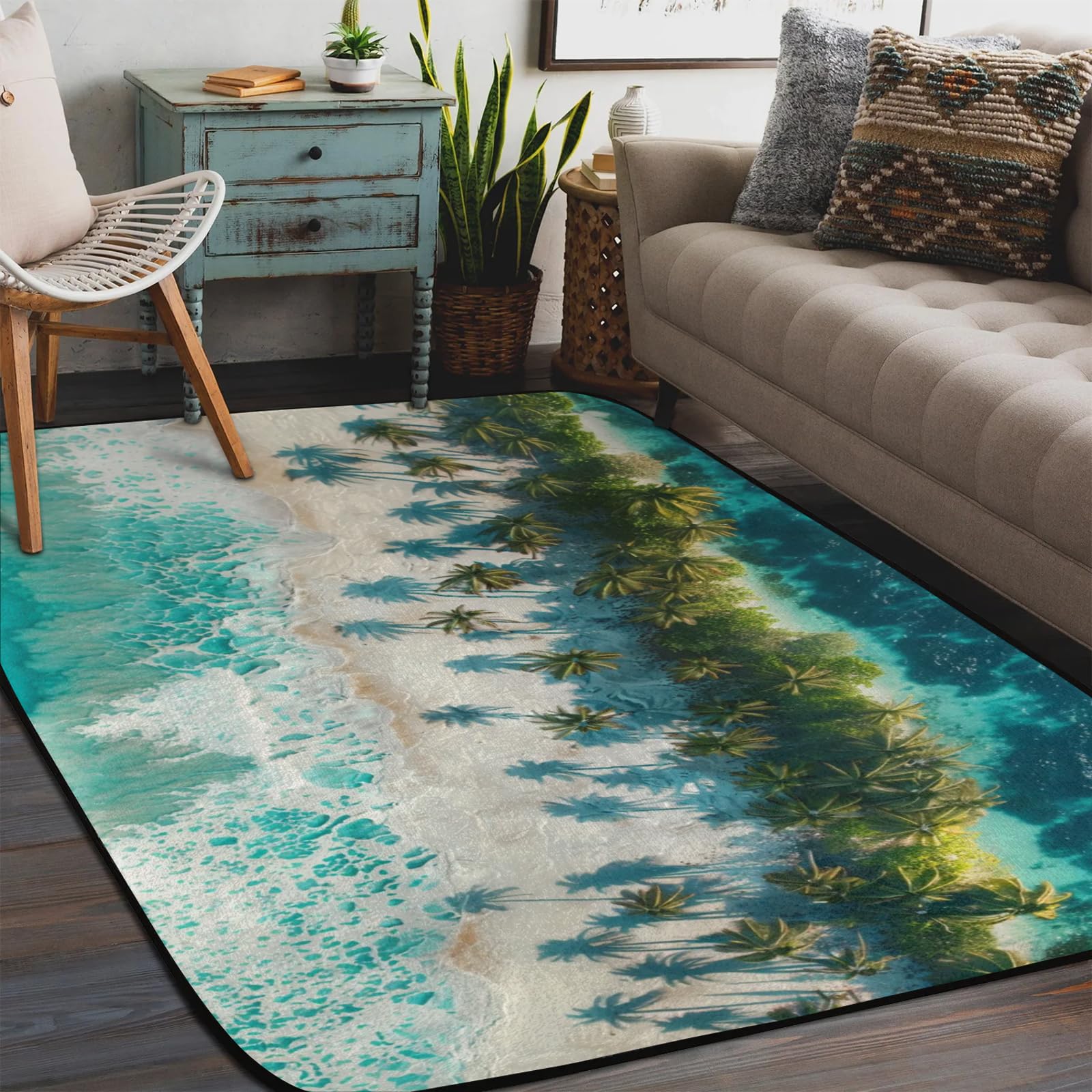 Tapis de salon lavable et grand tapis antidérapant sans plis