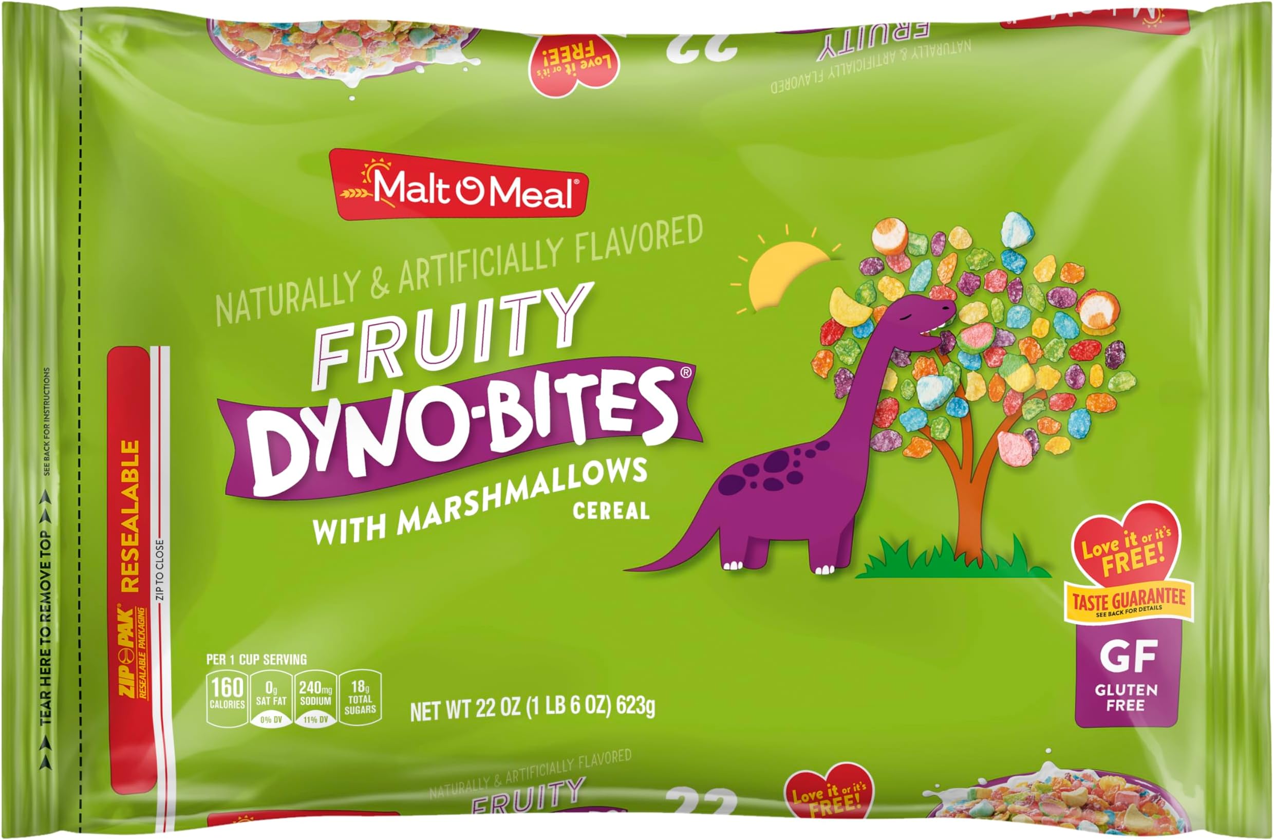 Fruity Dyno Bites Cereal with Marshmallows, Gluten Free with Fun Fruity Flavor, 22 OZ Resealable Bag
