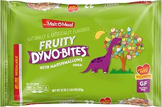 Malt-O-Meal Fruity Dyno Bites Cereal with Marshmallows, Gluten Free Breakfast Cereal, Marshmallow Cereal with Fun Fruity Flavor, 22 OZ Resealable Cereal Bag