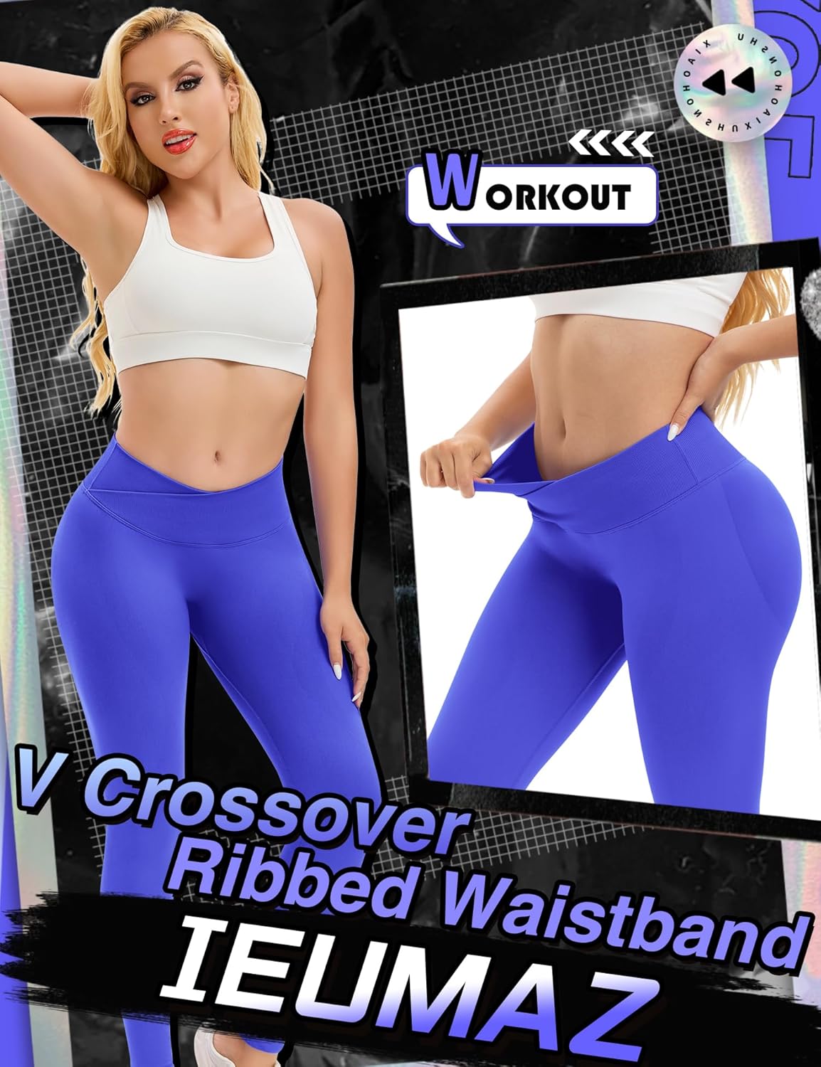 Crossover Scrunch Butt Lifting Leggings for Women V-Shape Low Mid Waist Seamless Leggings Gym Workout Yoga Pants - Image 4