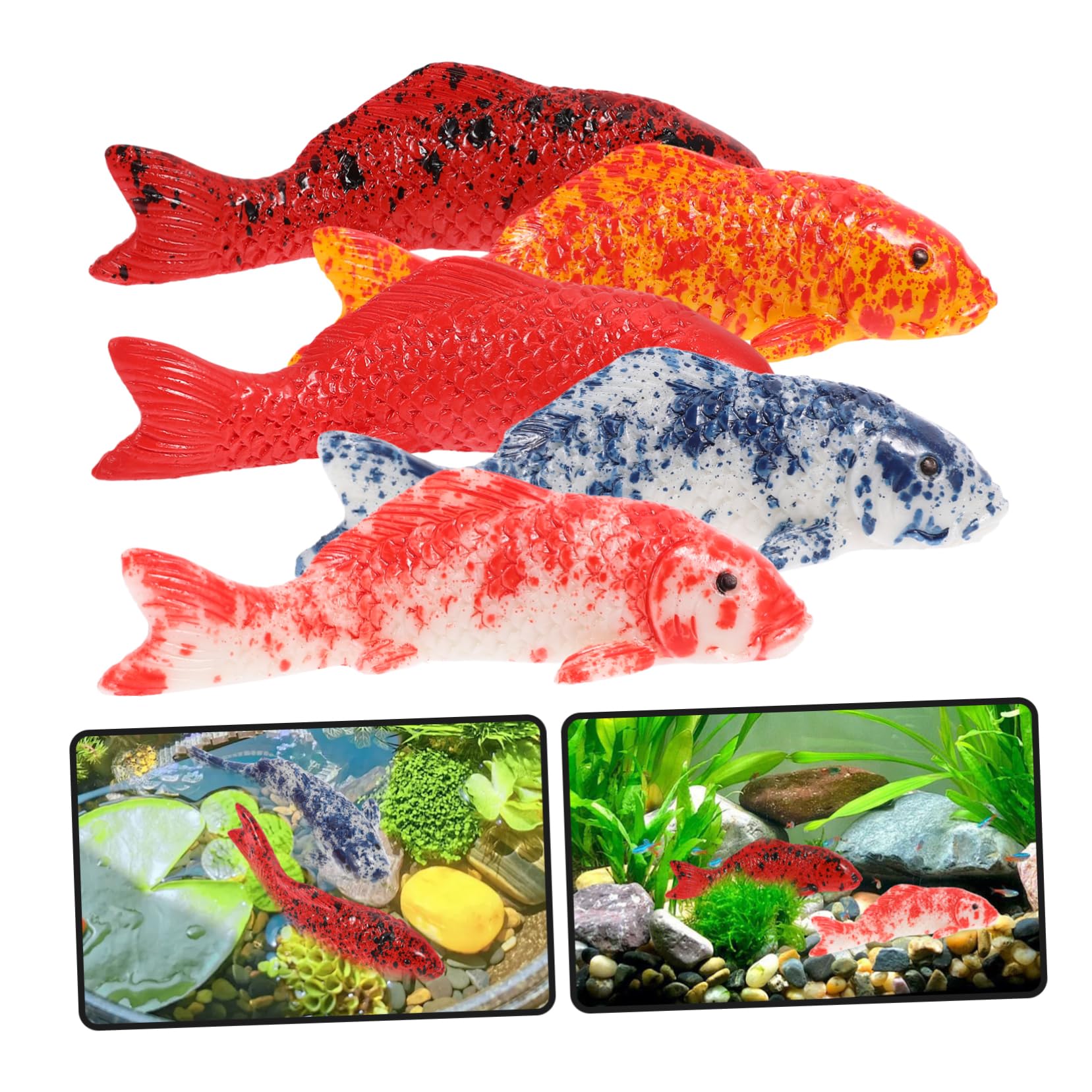 VICASKY 5 Elementi Galleggianti in Resina Decorazione Acquario Simulazione Realistica per Terrario e Acquario Domestico Ornamento Decorativo