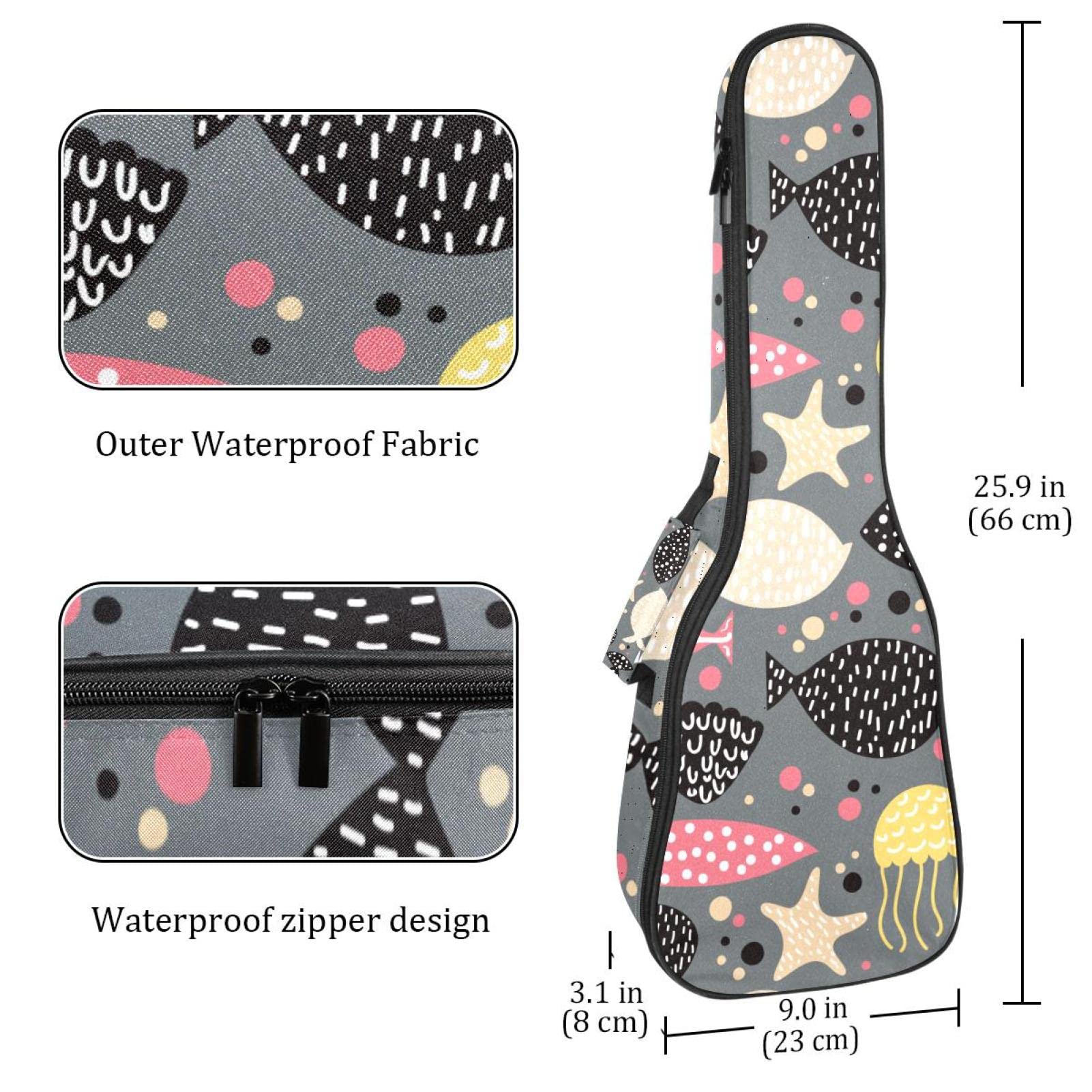 Housse Pour Ukulélé Soprano Ténor Concert Soprano 58,4 Cm 10 Mm D'épaisseur Doux Rembourré Avec Sangles Réglables