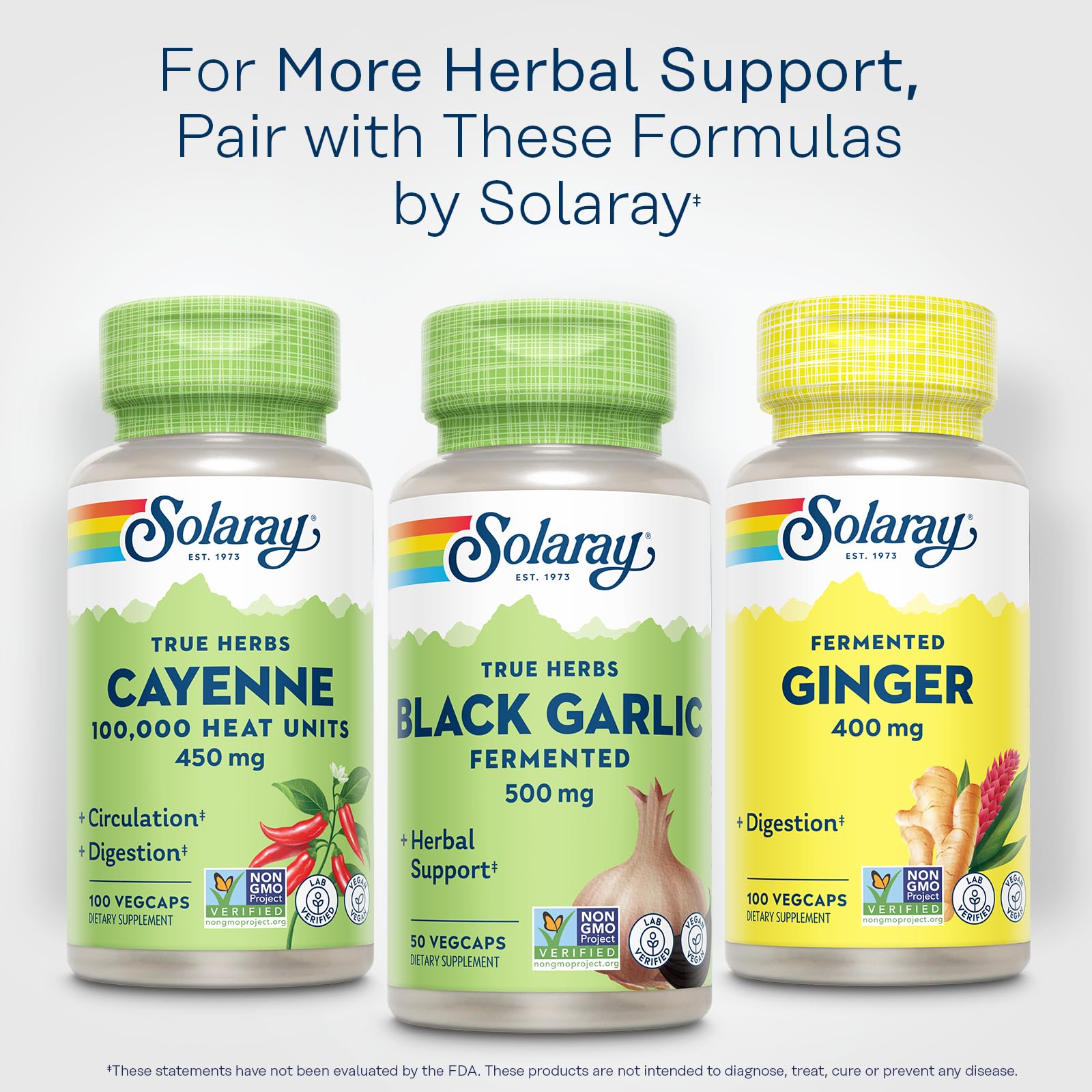 SOLARAY Black Garlic 500mg | Ajo | 50 Vegcaps, 200 g