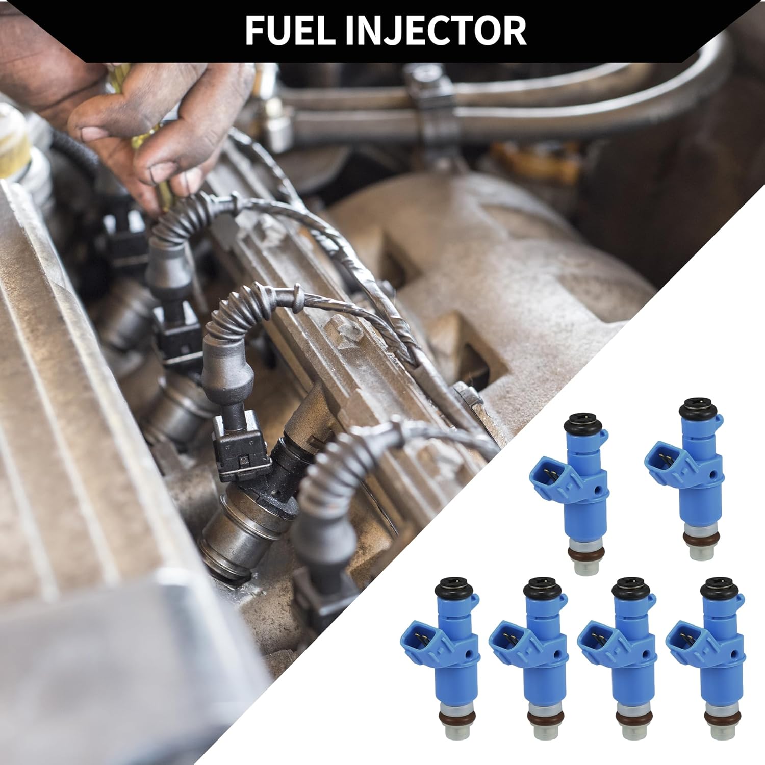 No.16450RCAA01 Fuel Injector for Honda Accord 2003-2007 3.0L for Honda Odyssey 2005-17 3.5L / Engine Fuel Injection Nozzle/Durable / 6 Pcs Blue