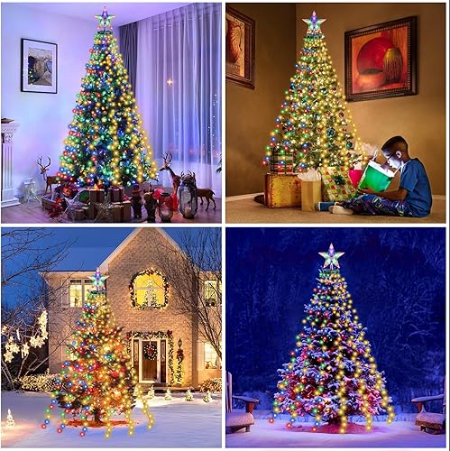Miniatura 5 de AMIPEPE Luces de árbol de Navidad con estrella superior, 400 luces LED de 6.6 pies x 16 líneas de luces de Navidad con 11 modelos de temporizador