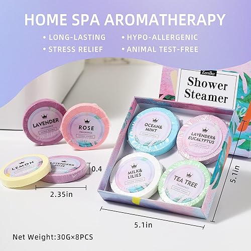 Miniatura 6 de ZERNBER Vaporizadores de ducha, paquete de 8 bombas de ducha de aromaterapia para mujeres con aromas relajantes, regalos perfectos para el día de