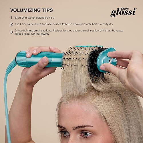 Miniatura 12 de Shark Glossi 2-en-1 herramienta caliente y alisador de aire, ultrarrápido, ultrabrillante para peinar en casa, cerámica con control de calor, para