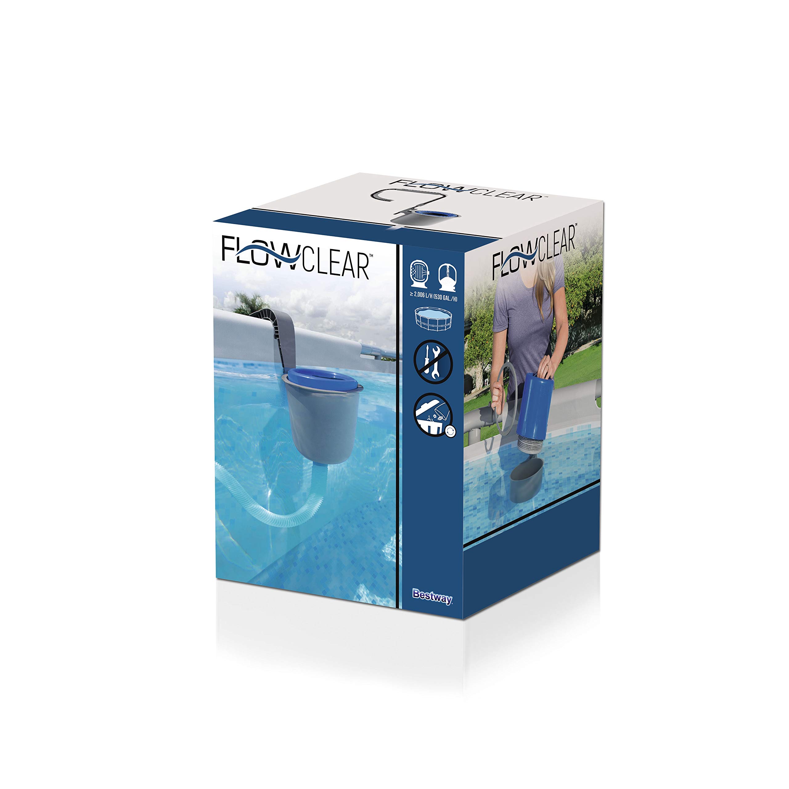 Bestway Flowclear Einhängeskimmer, für Filtersysteme, 58233, Blau, 49 x 21 x 64 cm
