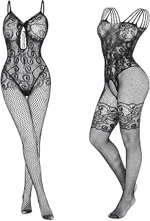 2 pièces Lingerie Sexy Femme, combinaison sexy femme érotique,Bodystocking Fishnet, Ensemble RéSille, Body En Dentelle