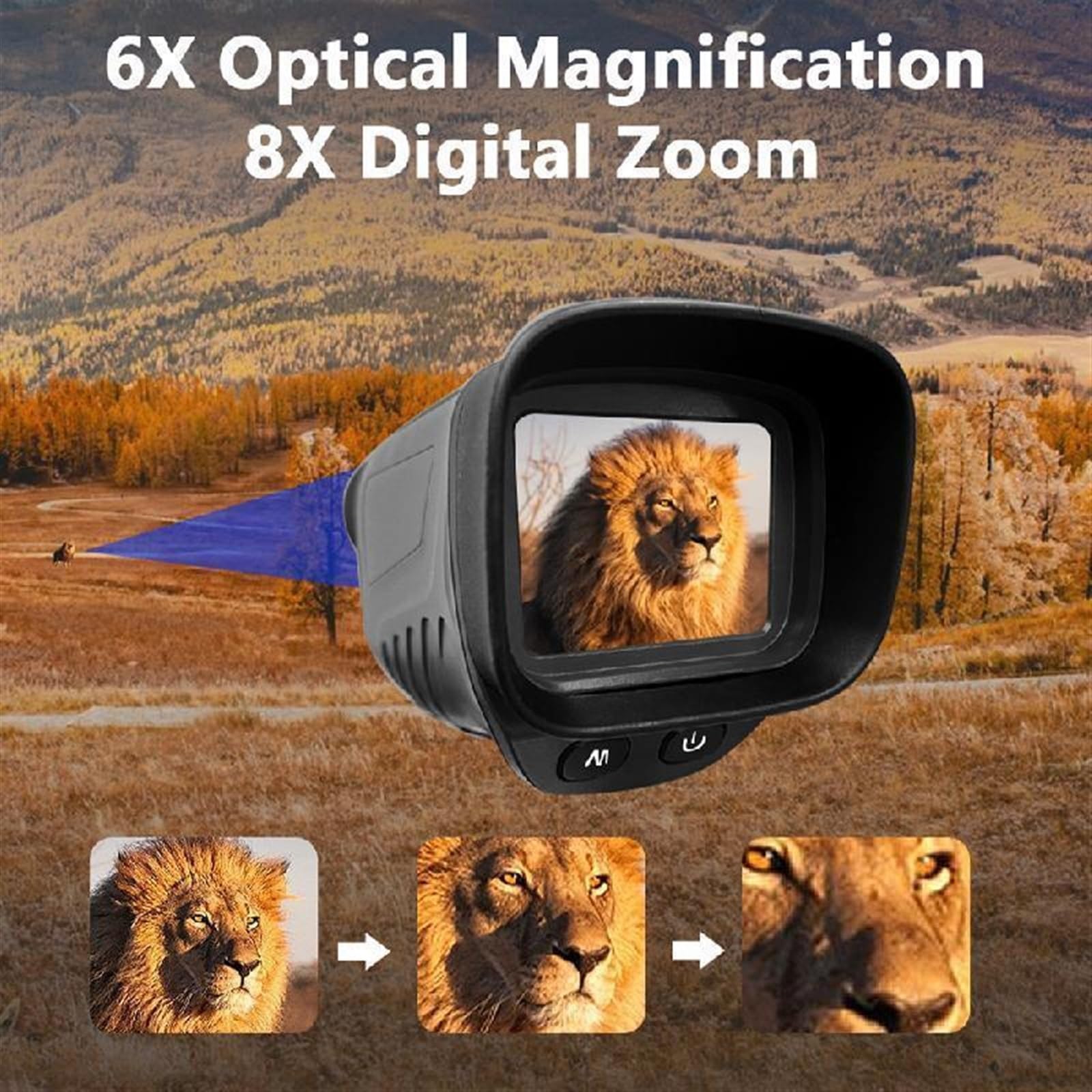 Dispositivo de visión nocturna infrarroja Monocular, 2,5 K, UHD, 1080P, uso diurno y nocturno, foto y vídeo, 8X, Digital, 300M, visión completamente oscura, a distancia(Nero)