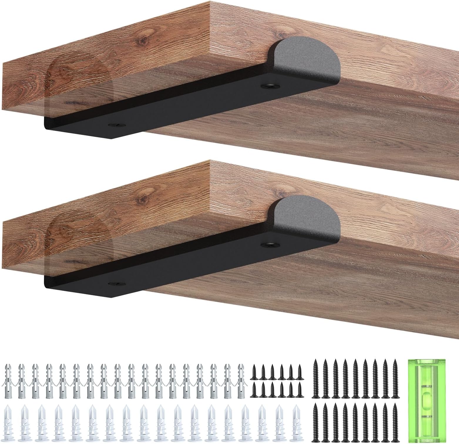 6 Pack Metal Scaffold Board Shelf Brackets 20 cm, Heavy Duty Wall Mounted Angle Shelving Brackets with Lips, for Industrial, Rustic, Modern Decor, Black