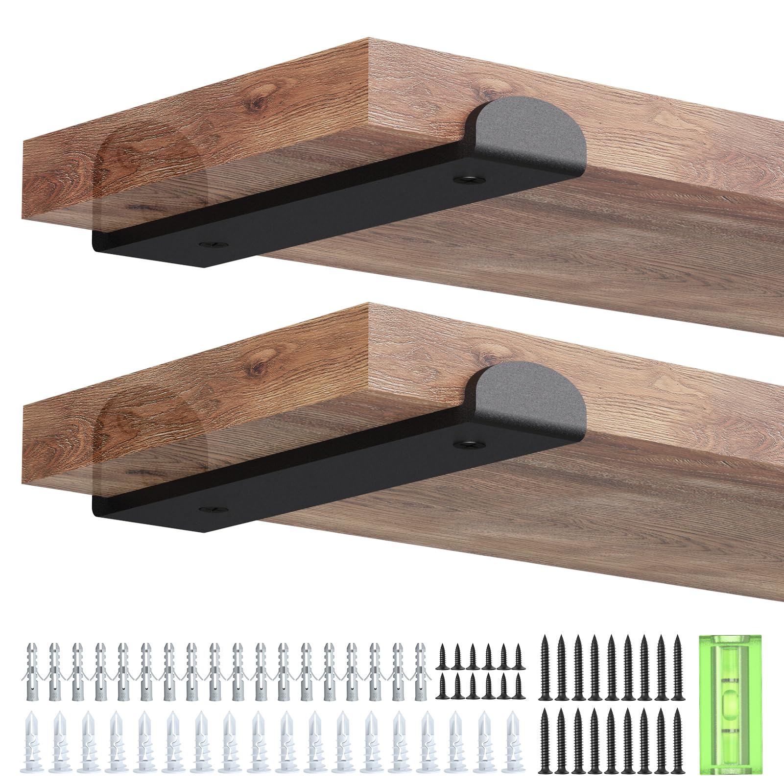 6 Pack Metal Scaffold Board Shelf Brackets 20 cm, Heavy Duty Wall Mounted Angle Shelving Brackets with Lips, for Industrial, Rustic, Modern Decor, Black