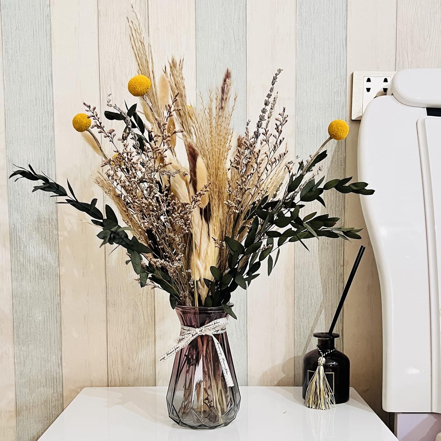 60 StüCk Pampasgras Trockenblumen Deko, NatüRlich Pampasgras Frühlingsdeko