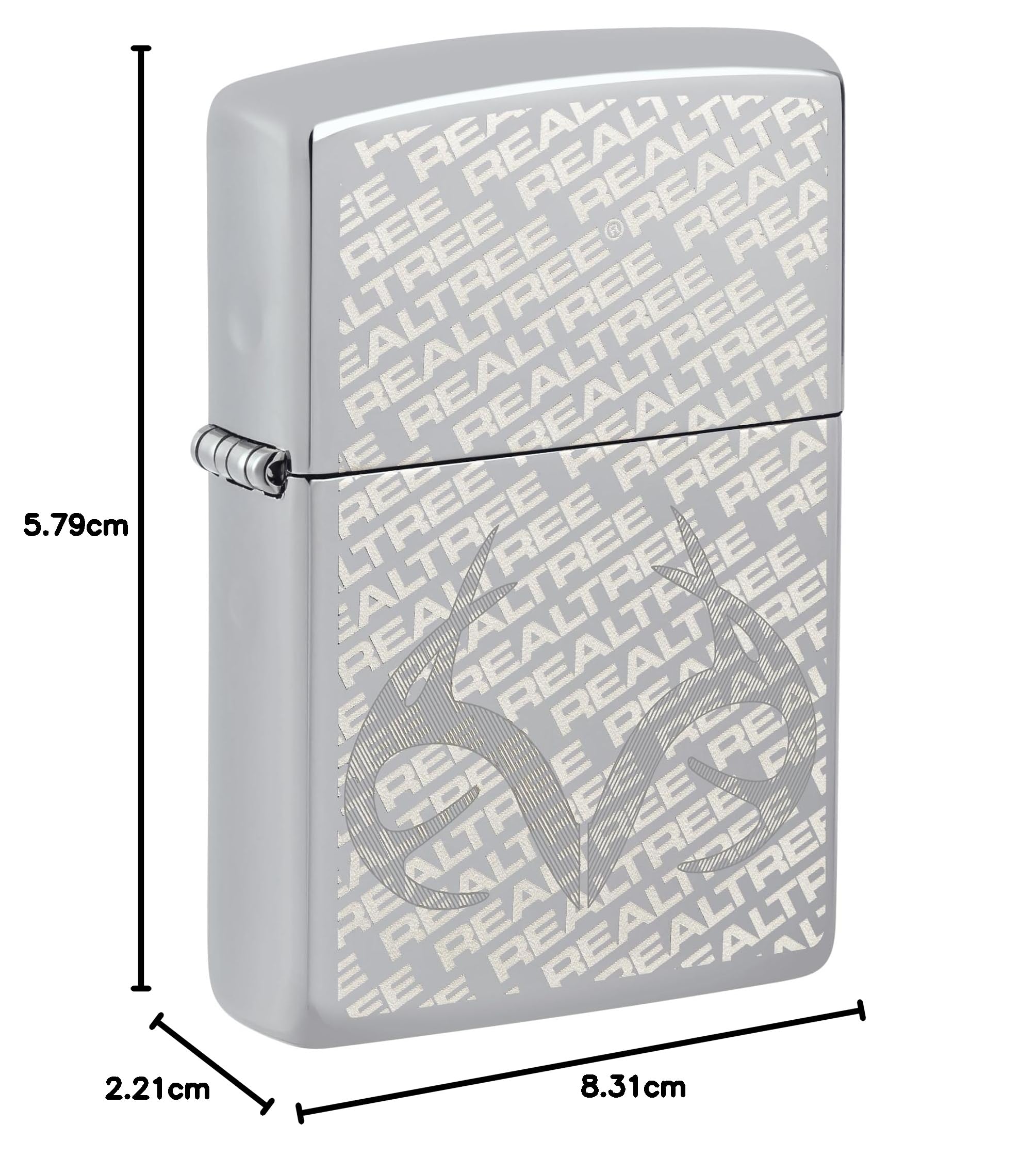Zippo Realtree Zapalniczka Sztormowa, Laserowe Grawerowanie, Wielokrotnego Użytku, Wiatroodporna, Pudełko na Prezent, Chrom, USA