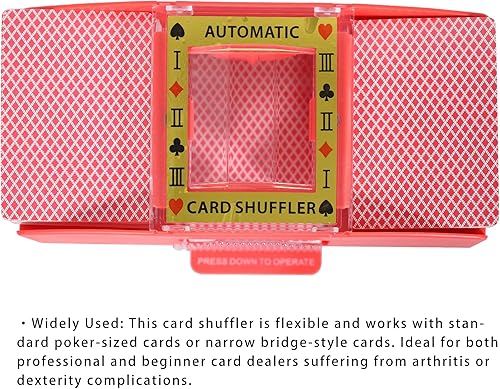 Miniatura 2 de WYZworks Red Casino - Barajador automático de cartas de 2 barajas, funciona con pilas, para juegos de cartas de blackjack y póker (1-2 mazos,