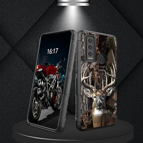 Miniatura 239 de AT&T Calypso 2 (U319AA) Funda con protector de pantalla de vidrio templado resistente con función atril integrado para debut de críquet, ciervo