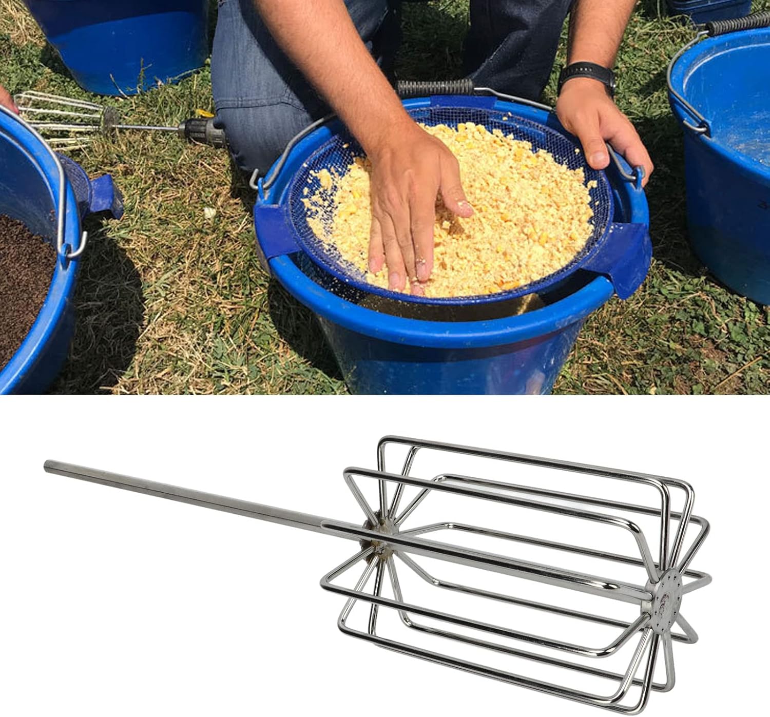 Groundbait Mixer, Stainless Steel Fishing, 11 Blades Equipment, Mixing Tool Robust, Whisk Tool Accessories for Fishing Enthusiasts Professional Anglers