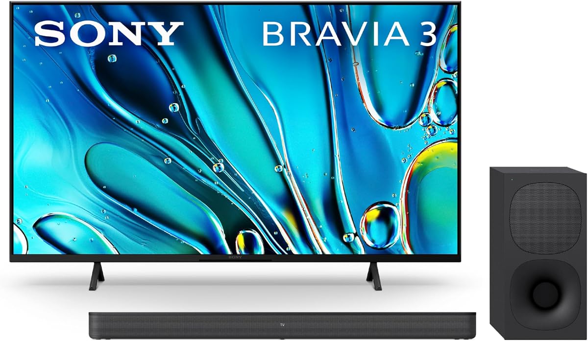 Sony TV 4K Ultra HD de 50 pulgadas BRAVIA 3 LED Smart Google TV HT-S400 Barra de sonido de 2.1 canales con potente subwoofer inalámbrico