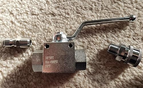 Miniatura 3 de NP 4500 PSI Kit de válvula de bola de alta presión con 2 adaptadores, desconexión rápida de 3/8 pulgadas para mangueras de lavadora eléctrica