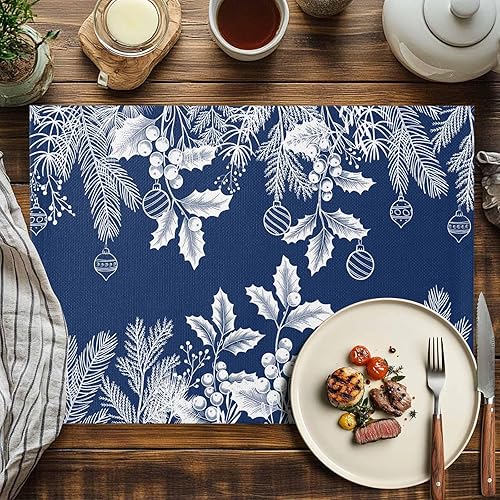 Vista 407 de Juego de 6 manteles individuales rojos para el día de San Valentín, diseño de corazón de San Valentín, resistentes al calor, lavables, manteles