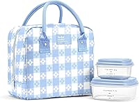 Vista 21 de Fit & Fresh Bloomington - Lonchera grande aislada para trabajar con contenedores, resistente a las manchas, cierre de cremallera, pequeñas flores