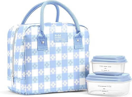 Miniatura 21 de Fit & Fresh - Bolsa de almuerzo Bloomington para mujeres - Lonchera grande aislada para el trabajo con contenedores, resistente a fugas, resistente