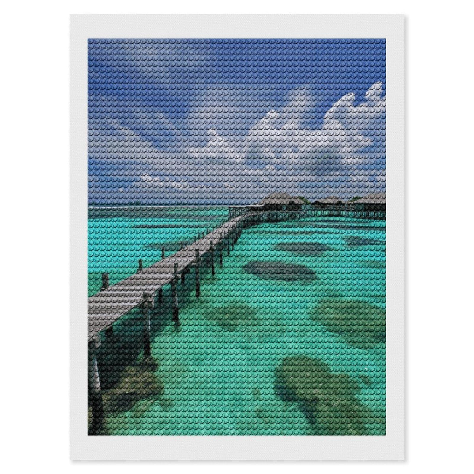 NONHAI Diamond Painting Kits for Adults - DIY Diamond Art Kits for Beginners - Full 5D Paint Drill Diamond Dots Paintings- Maldives Scenery Diamonds Pictures Gem Art and Craft Wall Decor 12"x16"