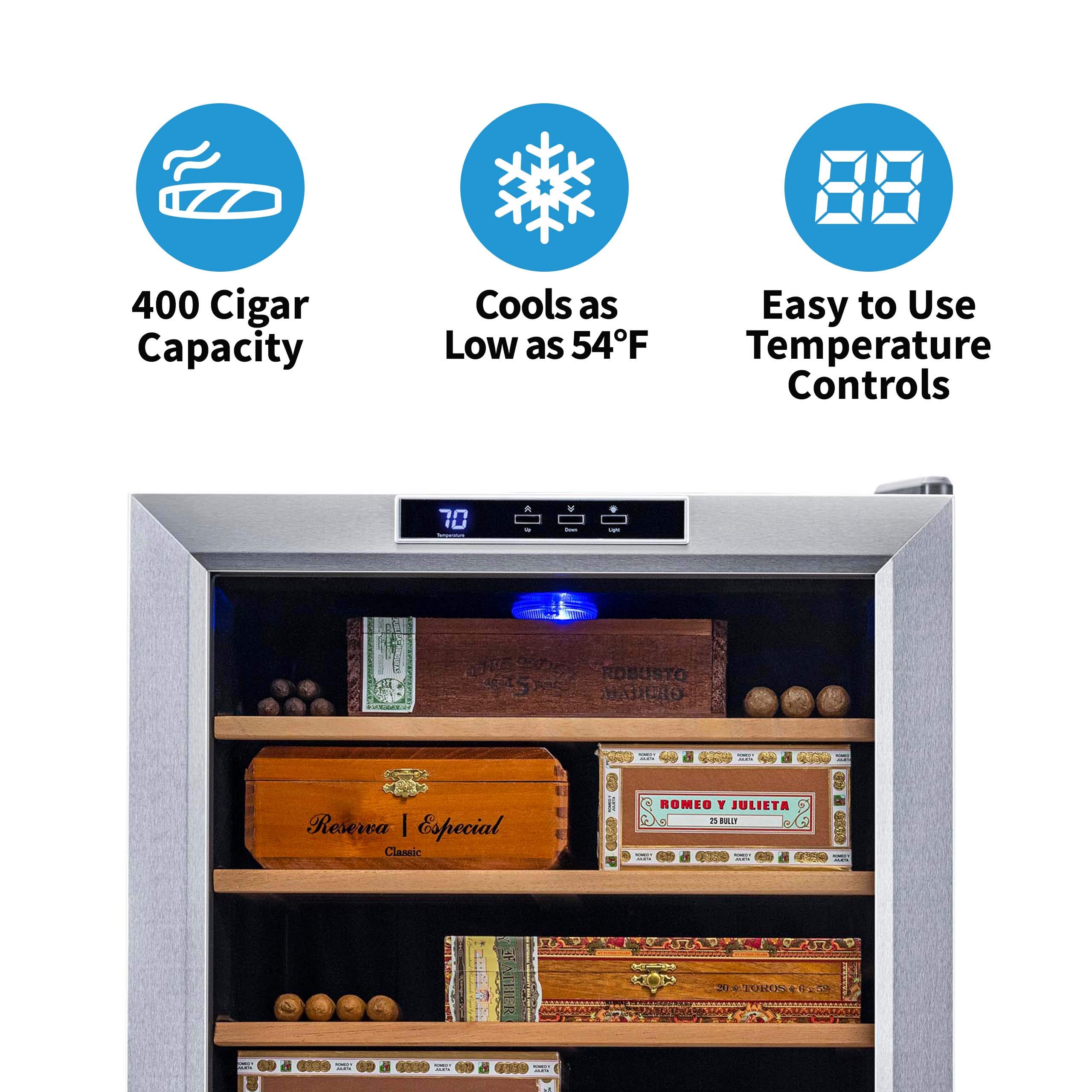 NewAir Cigar Humidor with 400 Cigar Capacity, Digital Cooler, Includes
