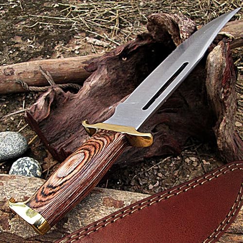 Miniatura 9 de Armory Replicas Coyote Code of the West - Cuchillo de caza táctico prémium para caza, campamento y supervivencia, hoja forjada, agarre de madera