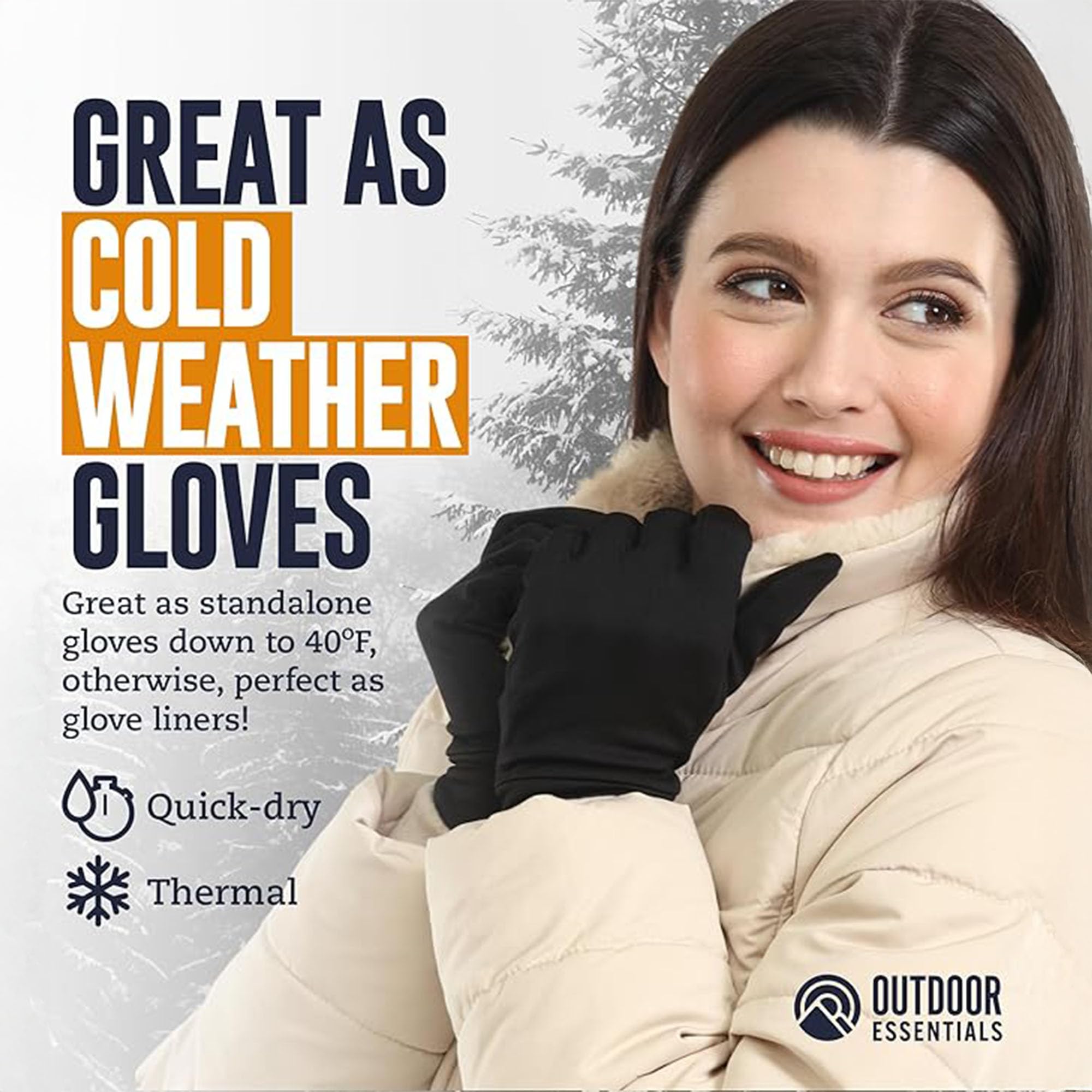 Guantes de correr para pantalla táctil, forro térmico de invierno para clima frío para hombres y mujeres, guantes negros delgados, ligeros y cálidos para enviar mensajes de texto, ciclismo y conducir,