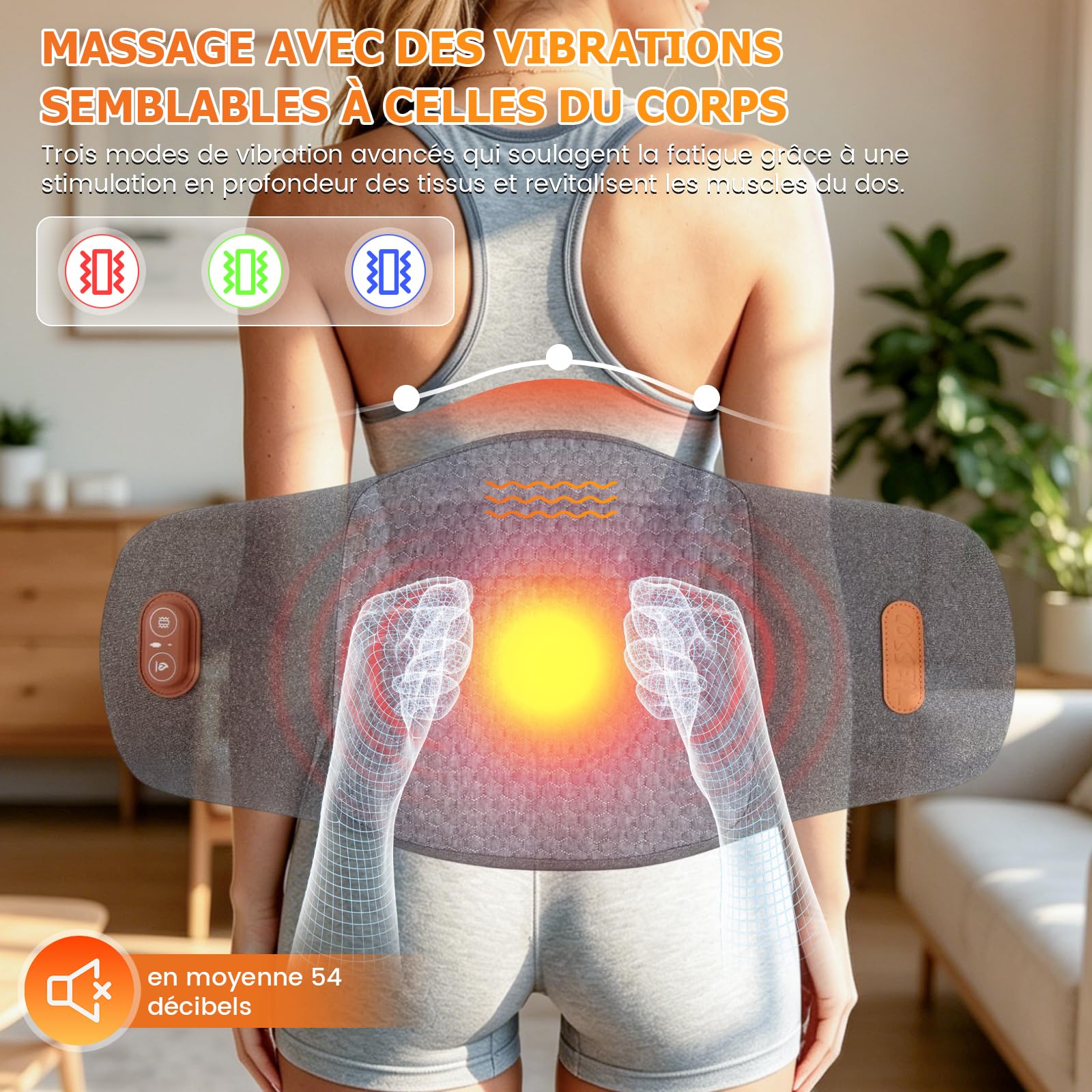 Masseur Lombaire, 3 En 1 Thérapie Du Dos, Massages Vibrants À Courbure Dorée, Allongée Et Élargie, Pour La Nuque, Les Épaules Et Le Dos