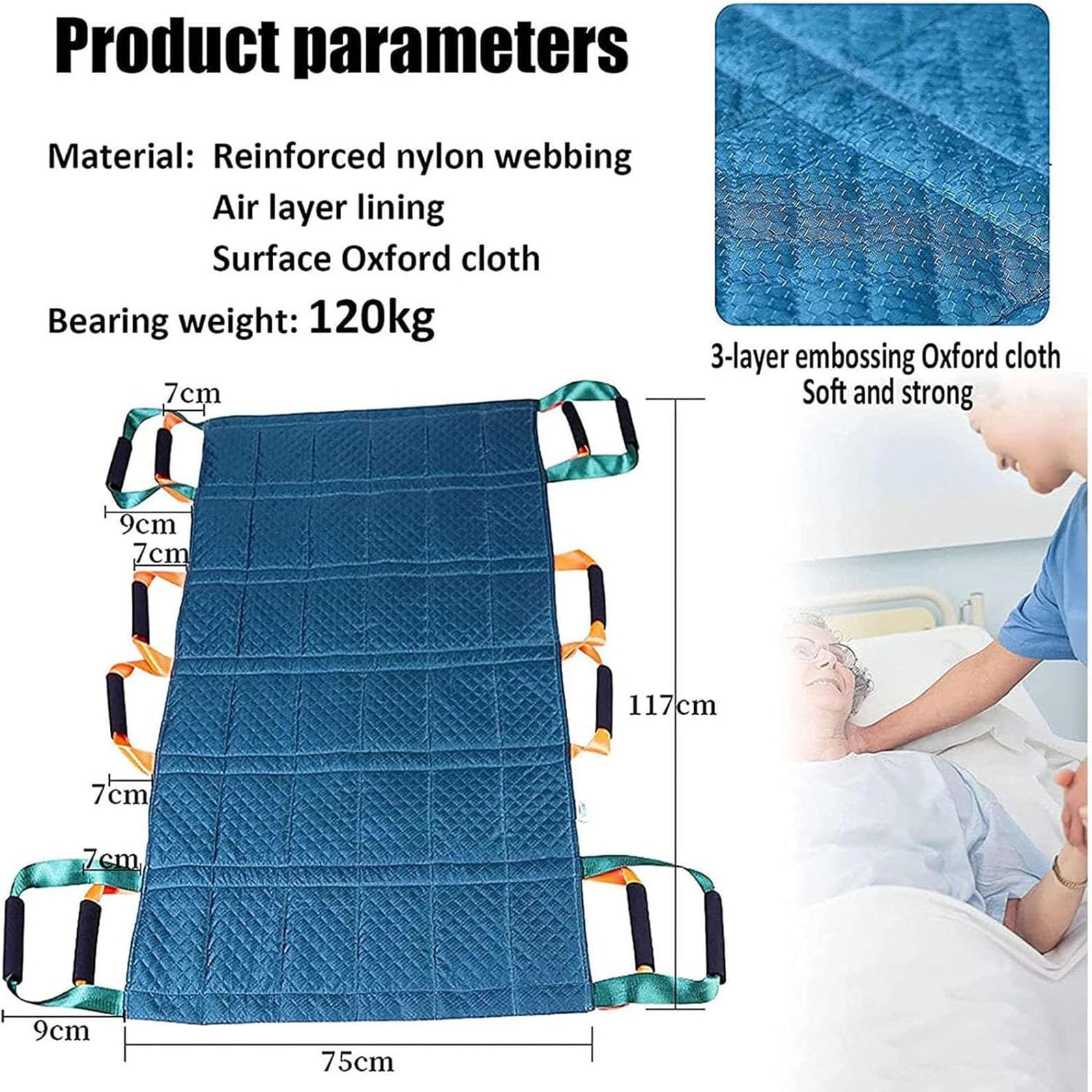 Almohadilla de cama de posicionamiento con asas, sábanas de deslizamiento reutilizables, para pacientes postrados en cama de hospital, tabla de transferencia de giro, elevación y reposicionamiento