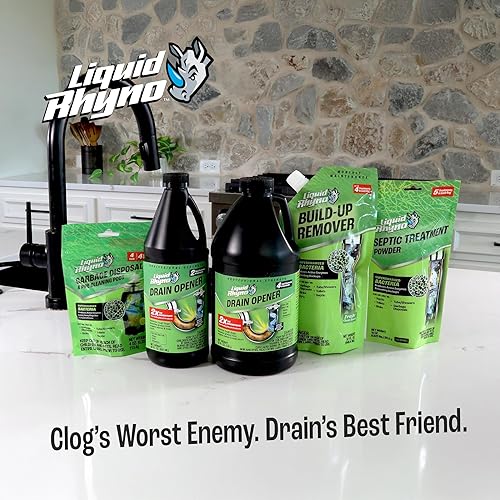 Miniatura 10 de Liquid Rhyno - Abridor de drenaje de 62 onzas, 2 unidades concentradas para desagües de fregadero, bañera o ducha, acción rápida Pro Strength limpia