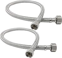 Vista 1 de PROCURU - Conector de manguera de grifo FIP de 12 pulgadas (1 pie) x 3/8 pulgadas Comp x 1/2 pulgadas, línea de suministro trenzada de acero