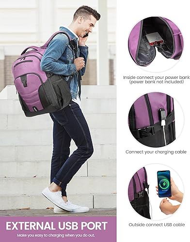 Miniatura 5 de LOVEVOOK Mochila de viaje para laptop con cerradura y 17 grandes para computadora, negocios, trabajo, escuela, universidad, mochila para hombres,