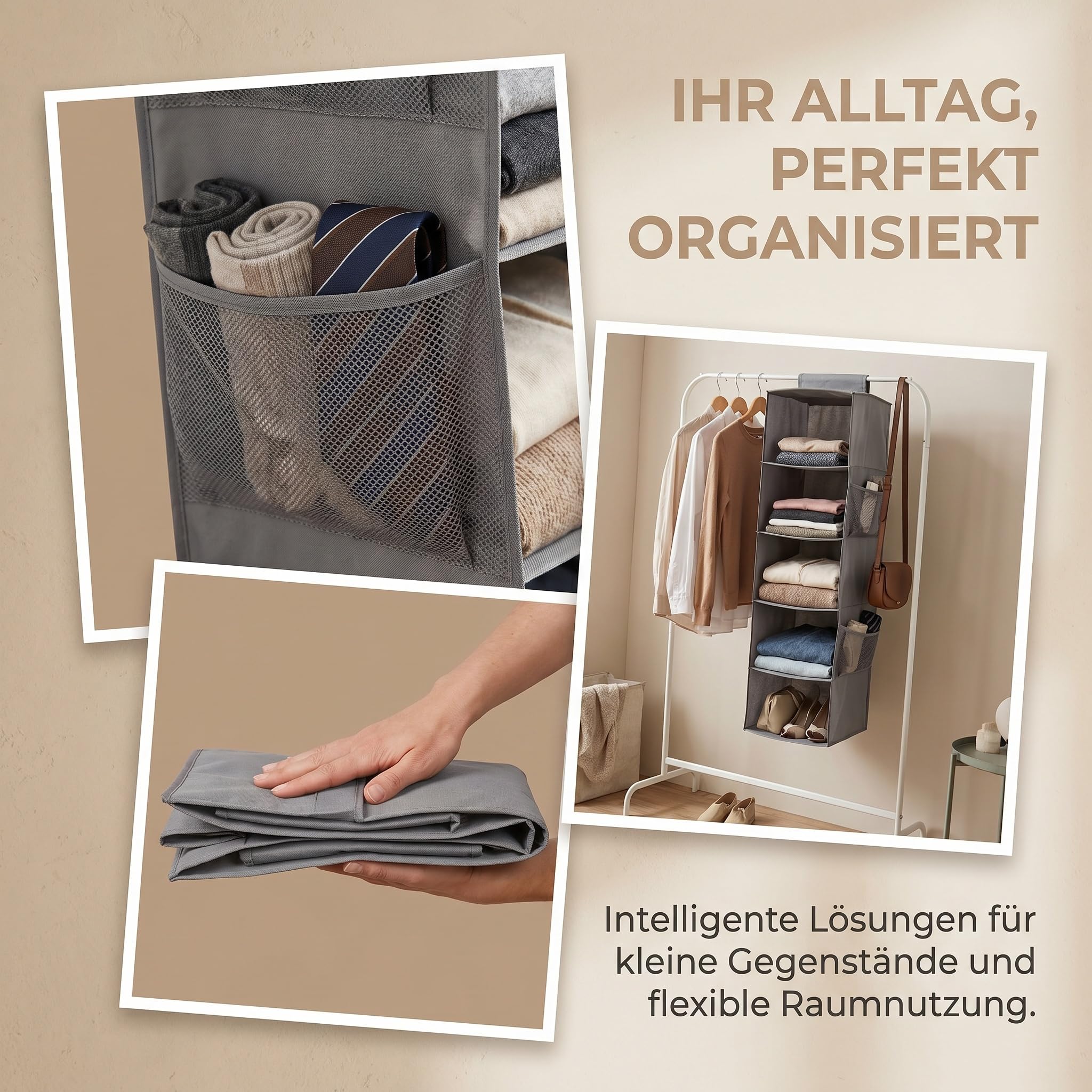 schranktür organizer 4 Stück Faltbare Kleiderschrank Organizer, Schrank Kleiderschrank Wardrobe Organizer, Stapelbare Aufbewahrungsboxen Schrankorganizer für Schlafzimmer, Küche, Bad, Büro (4L) Küche, Haushalt & Wohnen Farbe:Grau