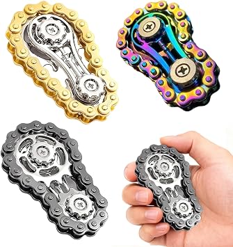 3Pcs Bike Chain Fidget Toy,Single Finger Smooth Fast Bearings Bike Chain Gears Anxiety Relief,Bike Chain Fidget, For Adults And Kids, Apply To Stress Relief And Fun At Work,Metal And Durable