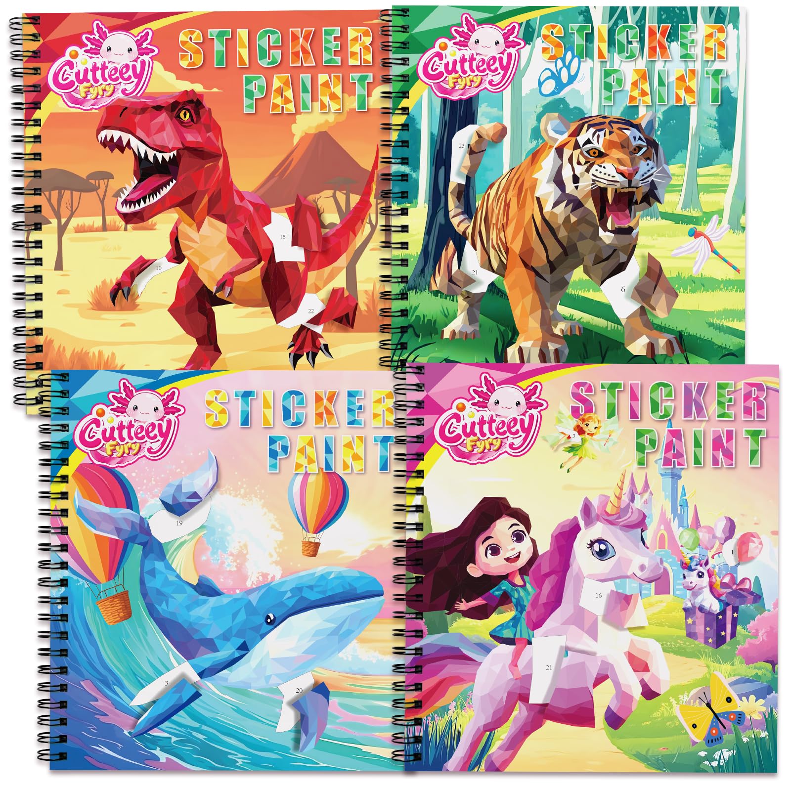 CutteeyFyry 4Pcs Stickerbuch FüR Kinder ab 4-8,Junge/Mädchen Stickern Nach Zahlen mit Geschichten,Kinder Stickerheft Zur Verbesserung Der Intelligenz,flugzeug beschäftigung kinder Geburtstagsfeier