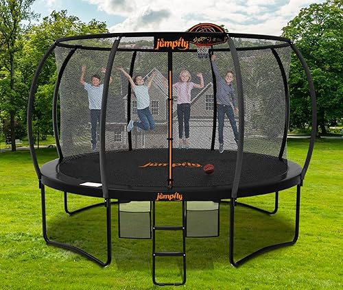 Miniatura 8 de Jumpfly Tranpoline Tranpoline - Tranpoline de 8 pies 10 pies 12 pies 14 pies para niños y adultos con aro de baloncesto Tranpolines recreativos con