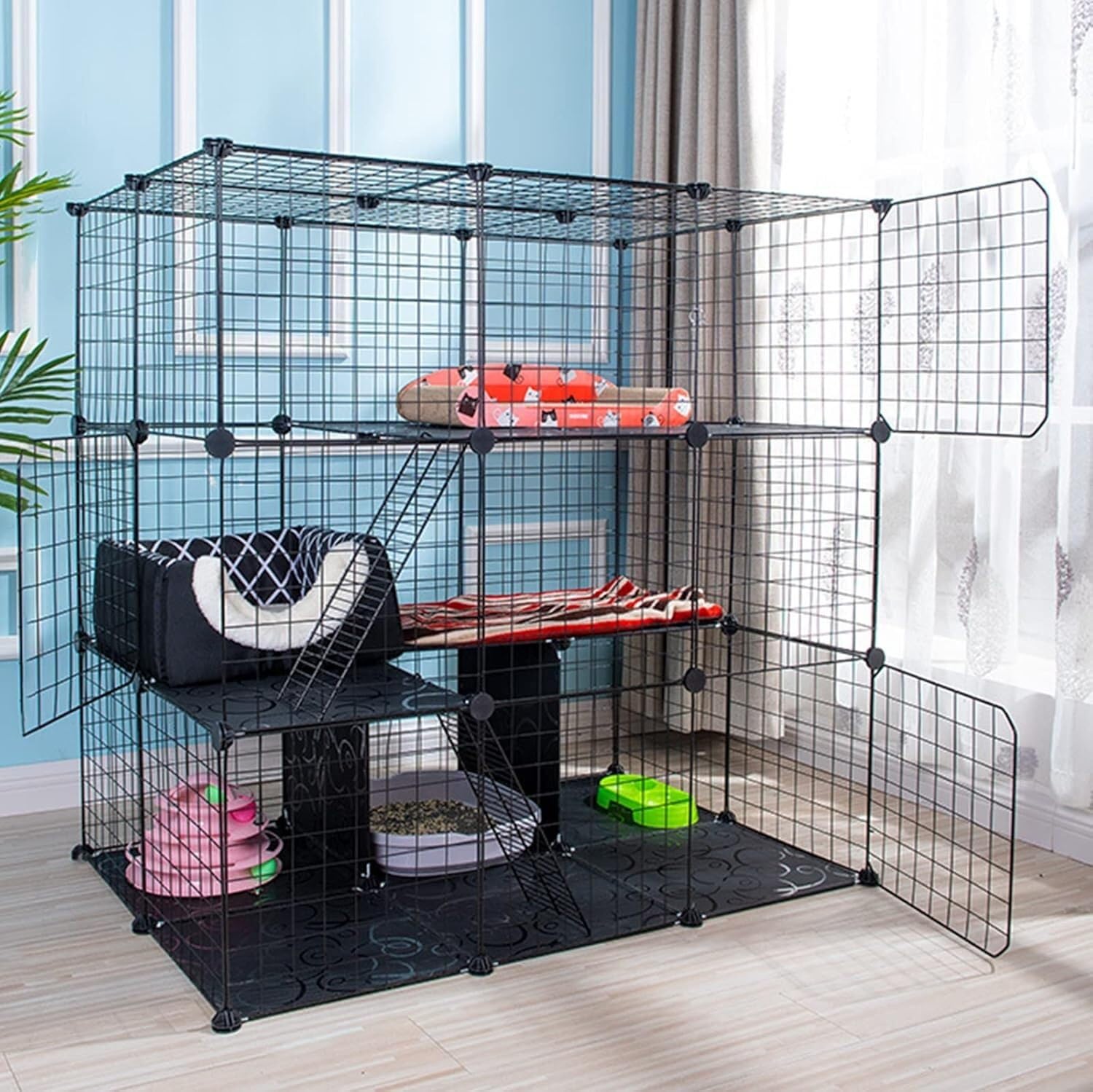 Gabbia for Animali Domestici: Grande, espandibile e in Metallo(111 * 75 * 109cm)