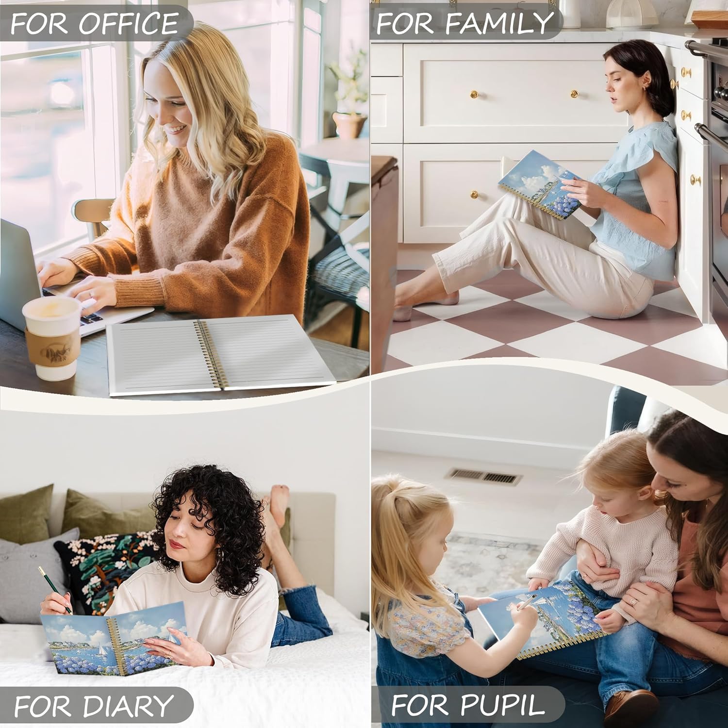 YLZlhb Coastal Beach Floral Spiral Notebook Journal, Blue Ocean Seaside Hydrangea Flower Notebooks for Note Taking, Hydrangea Gifts, Blue Office Supplies, Hardcover Spiral Journal 5.5x8.3 Inches - Image 6