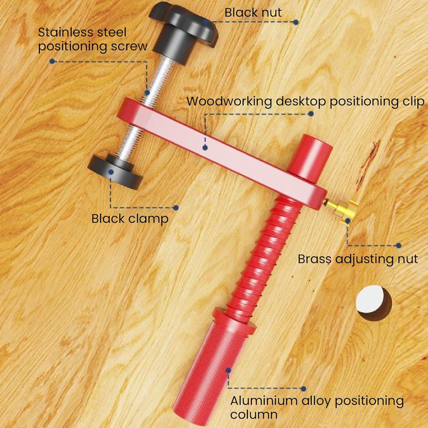 Bench Dog Clamp, 3/4 Inch (19mm) Dogs Hole Clamps, Adjustable Dog HoleClamp, CNC Precision Aluminum Alloy, MFT Table Workbench Accessories for Woodworking Clamp, 2 Pack