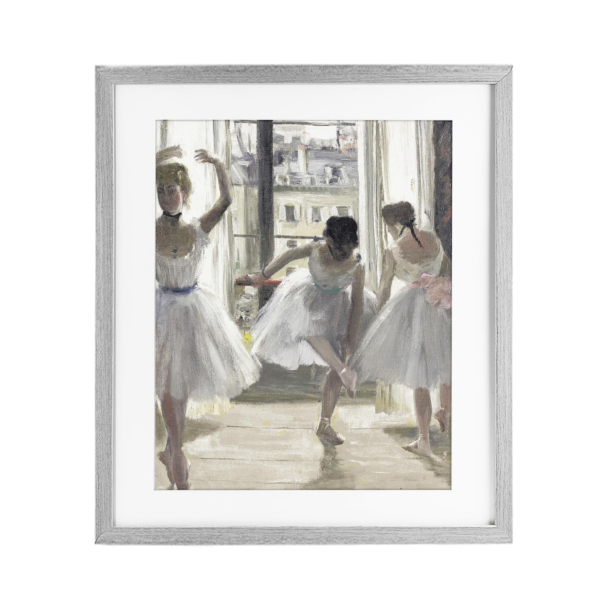 Stupell Industries Farmhouse Gray (Textured) Ballet Class In Practice, 17 X 21 Inch Framed Print Under Glass