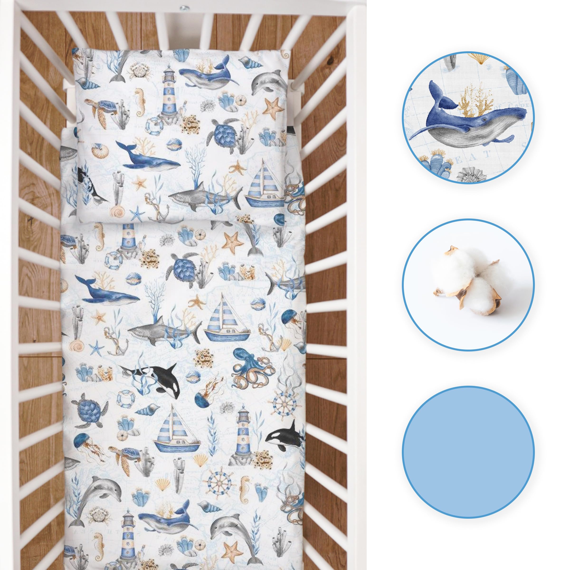Baby Comfort 2 Piece Baby Kids Bedding Set 80x70 cm Duvet Cover & Pillowcase 12M+ (New Marina), 43 - Image 3