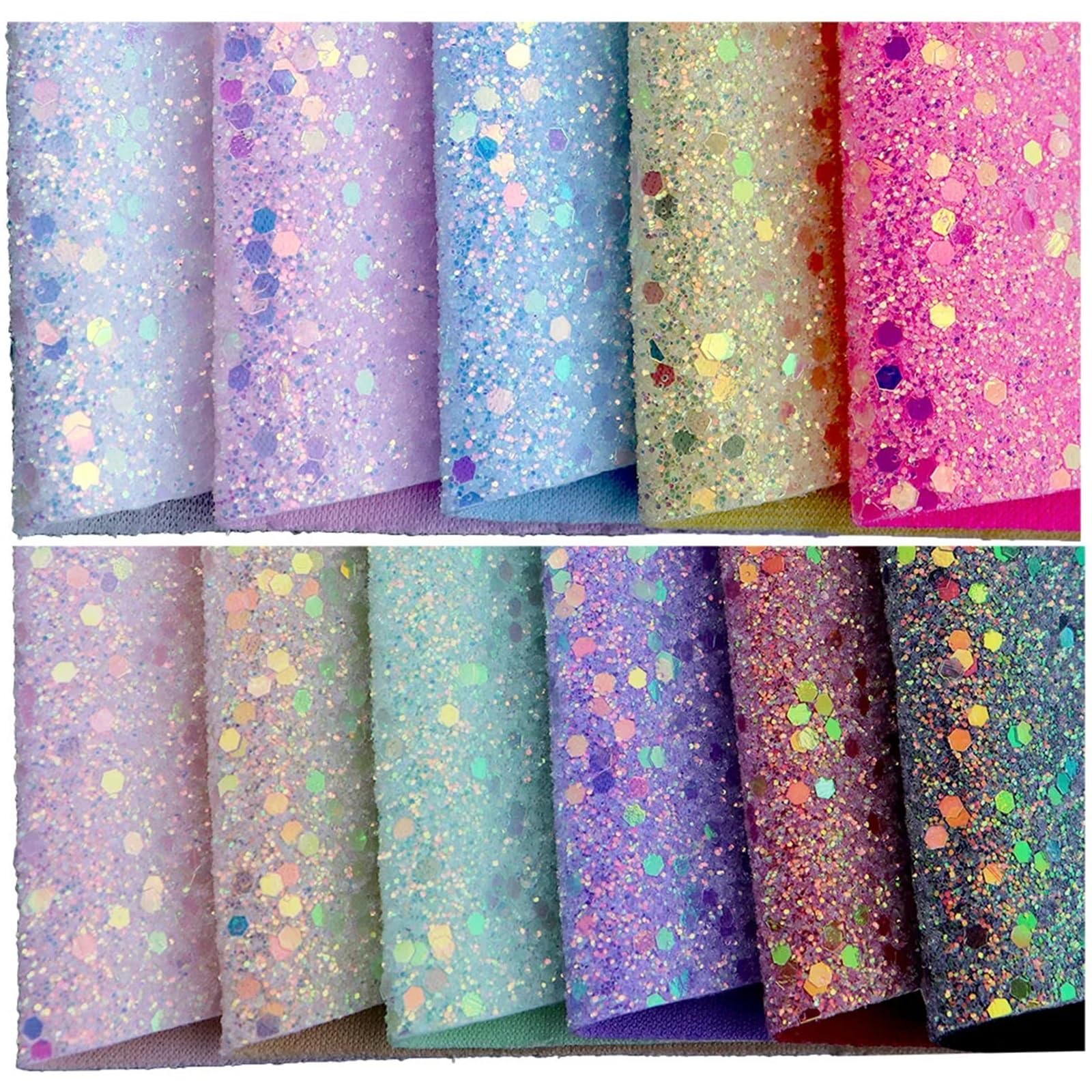 Tessuto glitter esagonale in pelle PU