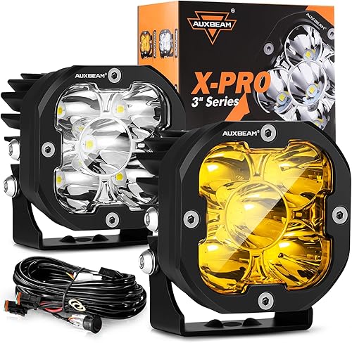 Auxbeam Hyperspot - Cápsulas de luz de 3 pulgadas, 80 W, serie X-PRO 9600 lúmenes, barra de luz LED súper brillante, cubos LED, cubiertas blancas
