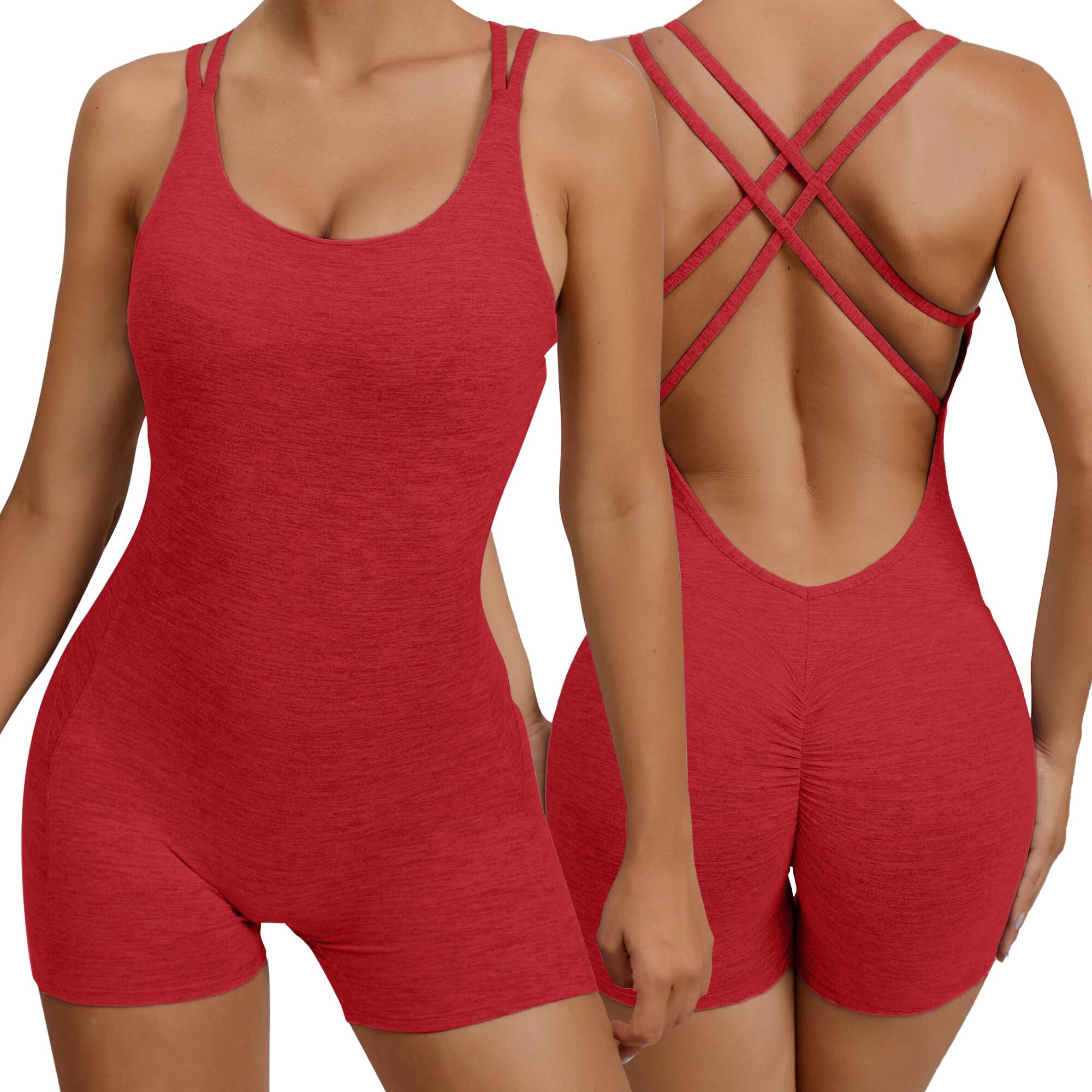 Maeau Mono de Yoga Mujeres Traje de Una Pieza Strapless Sin mangas y Sin Espalda Traje Deportivo Mono Elevación Cadera Fitness - S-L
