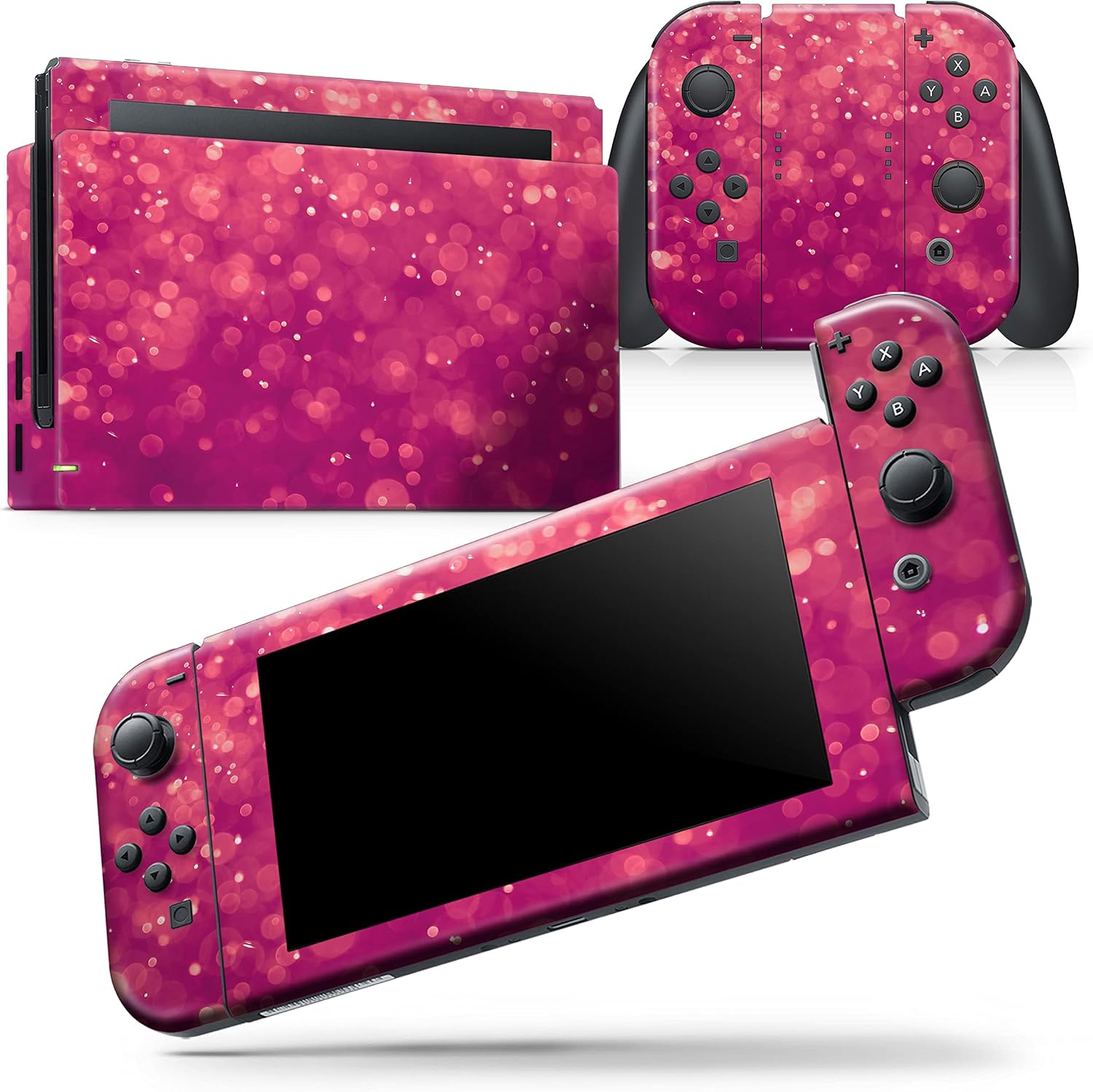 Compatible with Nintendo 2DS XL - Skin Decal Protective Scratch-Resistant Removable Vinyl Wrap Cover - Unfocused Pink Glimmer