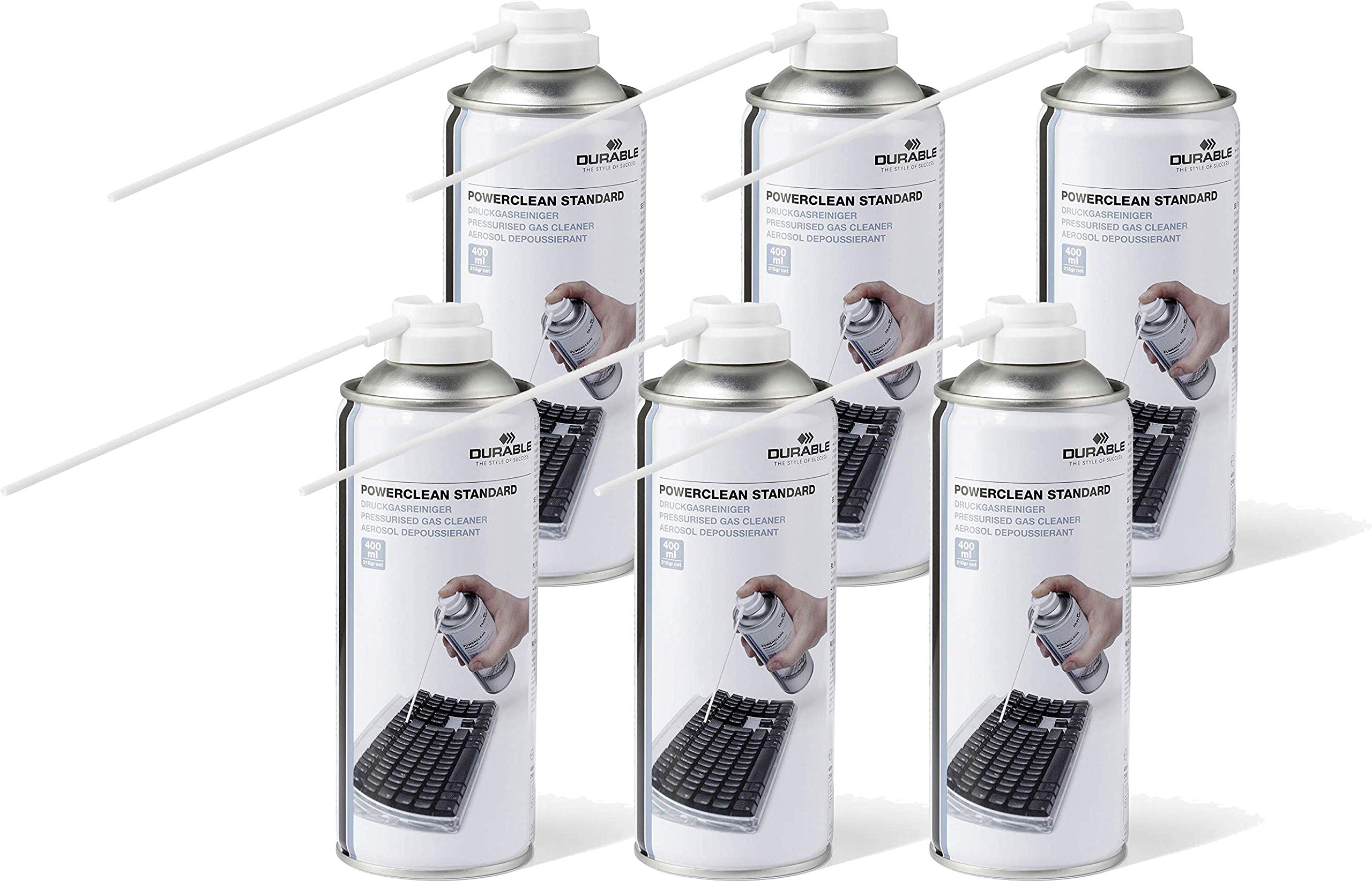 Durable 579619 Druckgasreiniger Powerclean Standard (Druckgasspray) 400 ml (400 ml | 6er Pack, Standard)