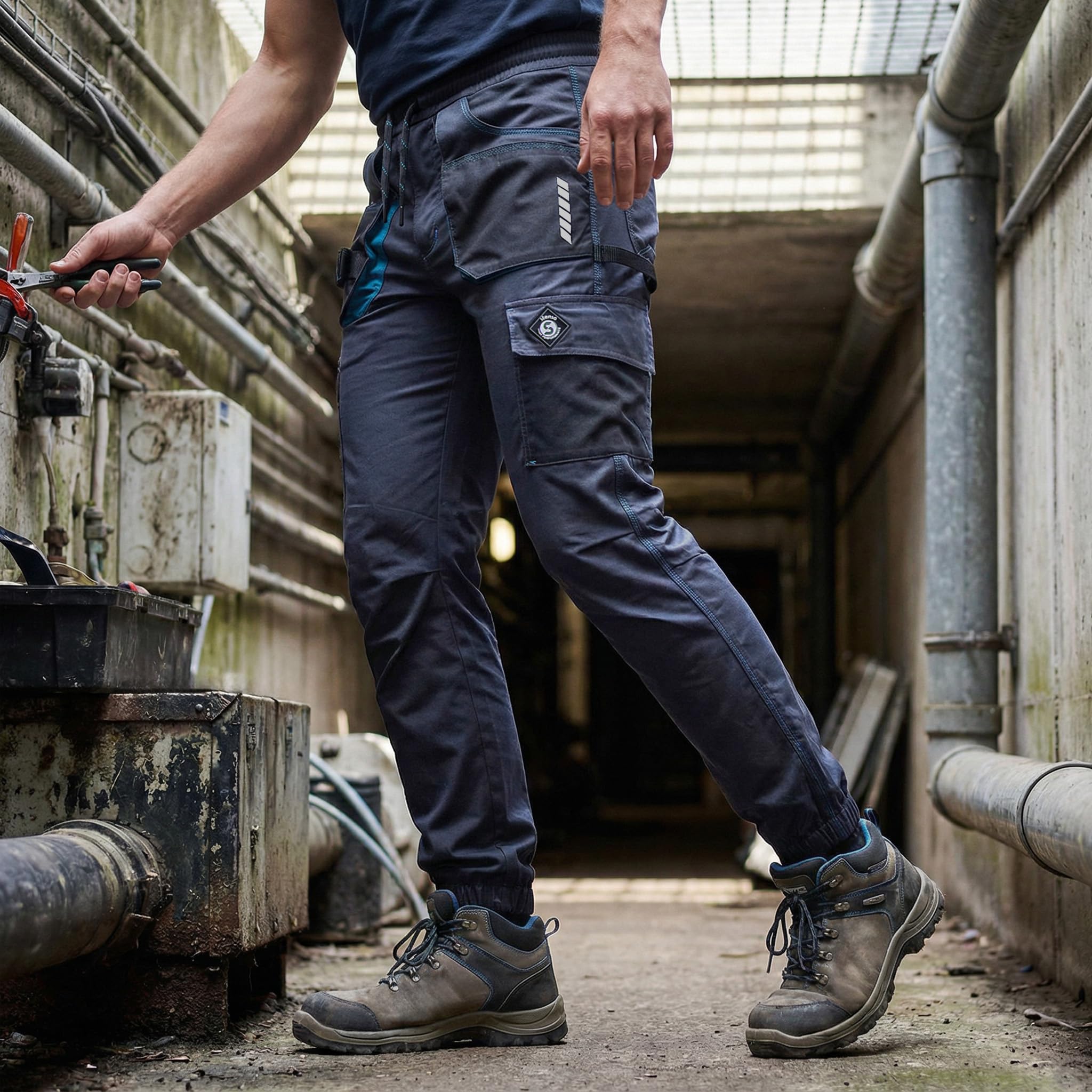 DINOZAVR Pantalones de Hombre Revolt Sport - Pantalones de Trabajo de Hombre - Pantalones de Hombre elásticos con Bolsillos multifuncionales
